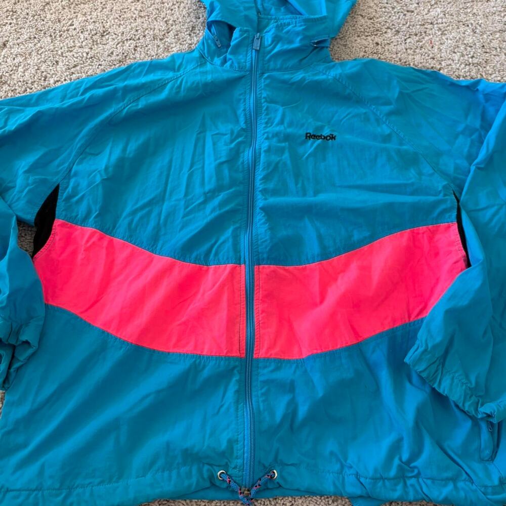 Vintage reebok blue and pink windbreaker